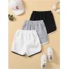 image:imageFloerns Girls 3 Pack Letter Print Athletic Shorts Color Block Elastic High Waisted Track ShortsBlack Grey White