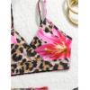 image:imageFloerns Girls 3 Piece Cute Cherry Print Swimsuit Ruched Drawstring Bathing Suit with Cover UpFloral Leopard