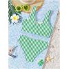 image:imageFloerns Girls Bikini Set Striped Scoop Neck Swimsuit Vacation 2 Piece Bathing SuitGreen