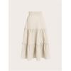 image:imageFloerns Girls Boho Floral Print High Waist Flare Hem Summer Long SkirtBeige