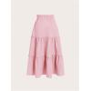 image:imageFloerns Girls Boho Floral Print High Waist Flare Hem Summer Long SkirtPink
