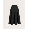 image:imageFloerns Girls Boho Floral Print High Waist Flare Hem Summer Long SkirtSolid Black