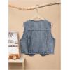 image:imageFloerns Girls Button Down Denim Vest V Neck Sleeveless Asymmetrical Jean JacketDeep Blue
