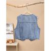 image:imageFloerns Girls Button Down Denim Vest V Neck Sleeveless Asymmetrical Jean JacketMedium Wash