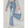 image:imageFloerns Girls Casual Ripped Frayed Split Hem Flare Bell Bottom Jeans Denim PantsLight Blue1