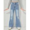 image:imageFloerns Girls Casual Ripped Frayed Split Hem Flare Bell Bottom Jeans Denim PantsLight Blue1