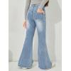 image:imageFloerns Girls Casual Ripped Frayed Split Hem Flare Bell Bottom Jeans Denim PantsLight Blue1