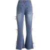 image:imageFloerns Girls Casual Ripped Frayed Split Hem Flare Bell Bottom Jeans Denim PantsMedium Wash