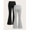 image:imageFloerns Girls Clothes 2 Pcs Drawstring Waist Flare Leg Track Pants Bell Bottom SweatpantsLight Grey Black