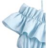image:imageFloerns Girls Cold Shoulder Ruffle Trim Short Sleeve Belted A Line Midi DressBlue Sky