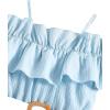 image:imageFloerns Girls Cold Shoulder Ruffle Trim Short Sleeve Belted A Line Midi DressBlue Sky