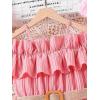 image:imageFloerns Girls Cold Shoulder Ruffle Trim Short Sleeve Belted A Line Midi DressPink