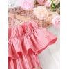 image:imageFloerns Girls Cold Shoulder Ruffle Trim Short Sleeve Belted A Line Midi DressPink