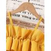 image:imageFloerns Girls Cold Shoulder Ruffle Trim Short Sleeve Belted A Line Midi DressYellow