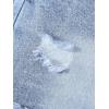 image:imageFloerns Girls Cute Bow Embroidery Jean Shorts Elastic Waist Raw Hem Ripped Denim ShortsLight Blue