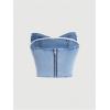 image:imageFloerns Girls Cute Bow Strapless Denim Tube Top Zipper Back Sleeveless Y2k BandeauMedium Wash