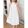 image:imageFloerns Girls Elegant Bow Pearl Beaded Halter Dress Twist Knot Sleeveless Straight Short DressesWhite and Pearl