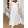 image:imageFloerns Girls Elegant Bow Pearl Beaded Halter Dress Twist Knot Sleeveless Straight Short DressesWhite and Pearl