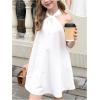 image:imageFloerns Girls Elegant Bow Pearl Beaded Halter Dress Twist Knot Sleeveless Straight Short DressesWhite and Pearl