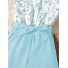 image:imageFloerns Girls Floral Print Sleeveless Ruffle Trim Belted Pants JumpsuitLight Blue