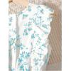 image:imageFloerns Girls Floral Print Sleeveless Ruffle Trim Belted Pants JumpsuitLight Blue