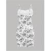 image:imageFloerns Girls Floral Print Spaghetti Strap Bodycon Dress Mesh Ruched Cami Mini DressBlack and White