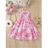 image:imageFloerns Girls Floral Smock Sleeveless Ruffled Dresses Layered Camisole Summer DressHot Pink