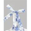 image:imageFloerns Girls Floral Tie Shoulder Cami Dress Ruched Layered Ruffle Hem Short DressesBlue