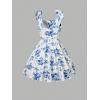 image:imageFloerns Girls Floral Tie Shoulder Cami Midi Dress Sleeveless Summer Beach DressesBlue and White