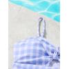 image:imageFloerns Girls Gingham Print Ruched Cut Out Knot Front One Piece SwimsuitBlue and White