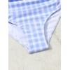 image:imageFloerns Girls Gingham Print Ruched Cut Out Knot Front One Piece SwimsuitBlue and White