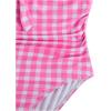 image:imageFloerns Girls Gingham Print Ruched Cut Out Knot Front One Piece SwimsuitHot Pink
