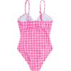 image:imageFloerns Girls Gingham Print Ruched Cut Out Knot Front One Piece SwimsuitHot Pink