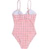 image:imageFloerns Girls Gingham Print Ruched Cut Out Knot Front One Piece SwimsuitOrange