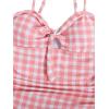 image:imageFloerns Girls Gingham Print Ruched Cut Out Knot Front One Piece SwimsuitOrange