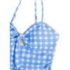 image:imageFloerns Girls Gingham Print Ruched Cut Out Knot Front One Piece SwimsuitPale Blue