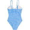 image:imageFloerns Girls Gingham Print Ruched Cut Out Knot Front One Piece SwimsuitPale Blue