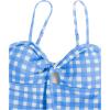 image:imageFloerns Girls Gingham Print Ruched Cut Out Knot Front One Piece SwimsuitPale Blue
