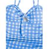 image:imageFloerns Girls Gingham Print Ruched Cut Out Knot Front One Piece SwimsuitPale Blue