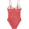 image:imageFloerns Girls Gingham Print Ruched Cut Out Knot Front One Piece SwimsuitRed