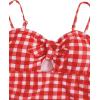 image:imageFloerns Girls Gingham Print Ruched Cut Out Knot Front One Piece SwimsuitRed