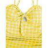 image:imageFloerns Girls Gingham Print Ruched Cut Out Knot Front One Piece SwimsuitYellow and White