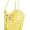 image:imageFloerns Girls Gingham Print Ruched Cut Out Knot Front One Piece SwimsuitYellow and White