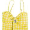 image:imageFloerns Girls Gingham Print Ruched Cut Out Knot Front One Piece SwimsuitYellow and White