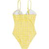 image:imageFloerns Girls Gingham Print Ruched Cut Out Knot Front One Piece SwimsuitYellow and White