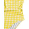image:imageFloerns Girls Gingham Print Ruched Cut Out Knot Front One Piece SwimsuitYellow and White