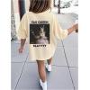 image:imageFloerns Girls Graphic Short Sleeve T Shirts Crew Neck Drop Shoulder Summer Tee TopsApricot