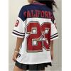 image:imageFloerns Girls Jersey Shirt Printed Oversized Short Sleeve Mesh Tee Shirts V Neck Sport Jersey ShirtsBlue and White