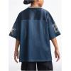 image:imageFloerns Girls Jersey Shirt Printed Oversized Short Sleeve Mesh Tee Shirts V Neck Sport Jersey ShirtsDark Blue