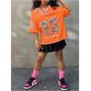 image:imageFloerns Girls Jersey Shirt Printed Oversized Short Sleeve Mesh Tee Shirts V Neck Sport Jersey ShirtsOrange